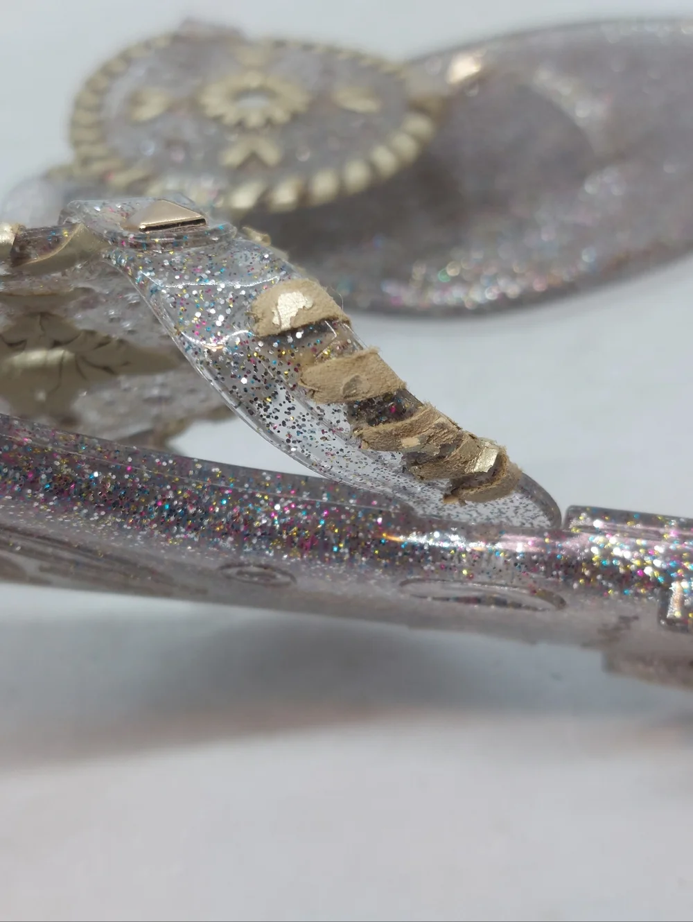 Jack Rogers Gold Flip Flop Sandals Metallic Jelly Sparkles Flat Slip On 8